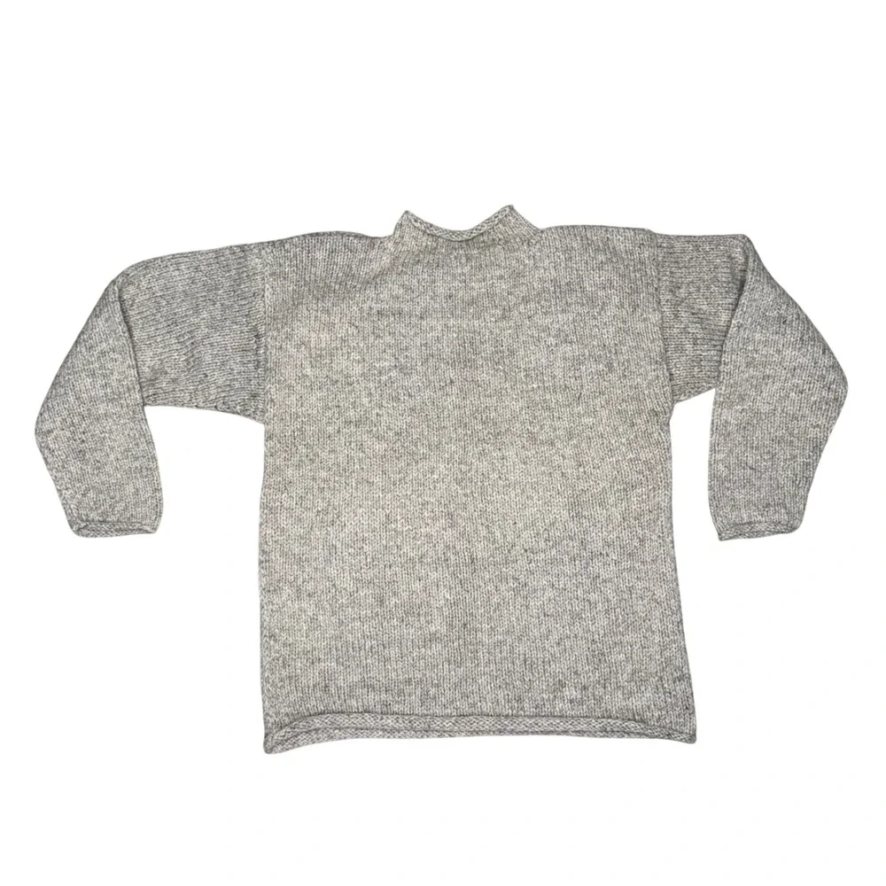 Mabuhay Wool American Flag Sweater‎ Mens Large Gray Excellent Hand Knit Nepal